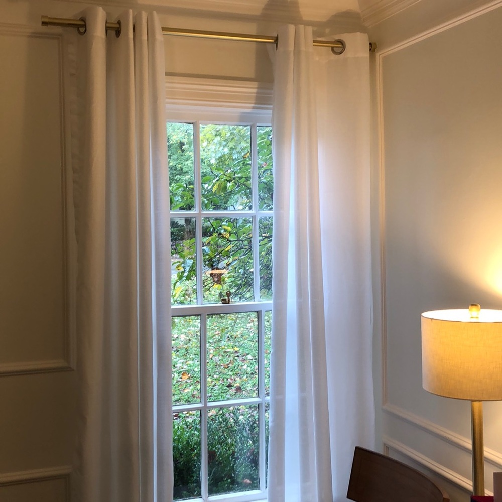 White, light filtering 2 panel curtains 96”